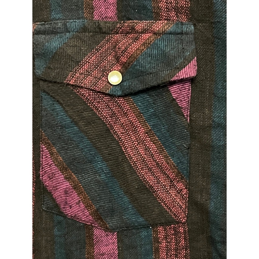 Wrangler Western Snap Shirt Womens Medium Purple Teal Striped Cotton 75093WM - Picture 4 of 8